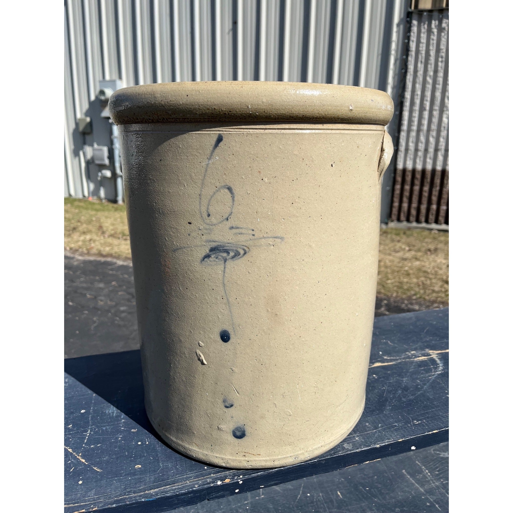 Antique Primitive Red Wing Salt Glaze 6 Gallon Bee Sting Stoneware Crock 1880s
