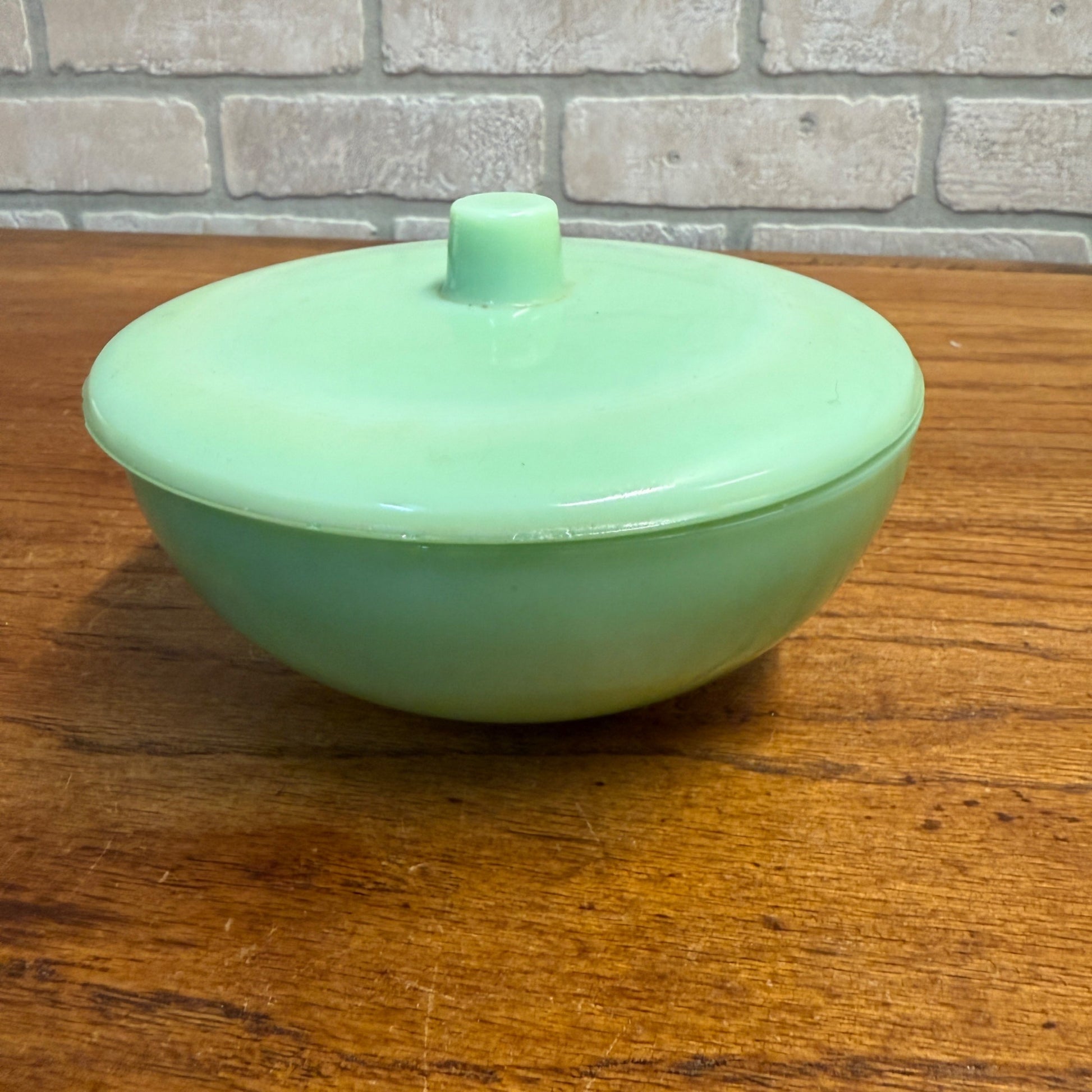 Vintage Jadeite Kitchenware Covered Bowl Candy Dish 6"