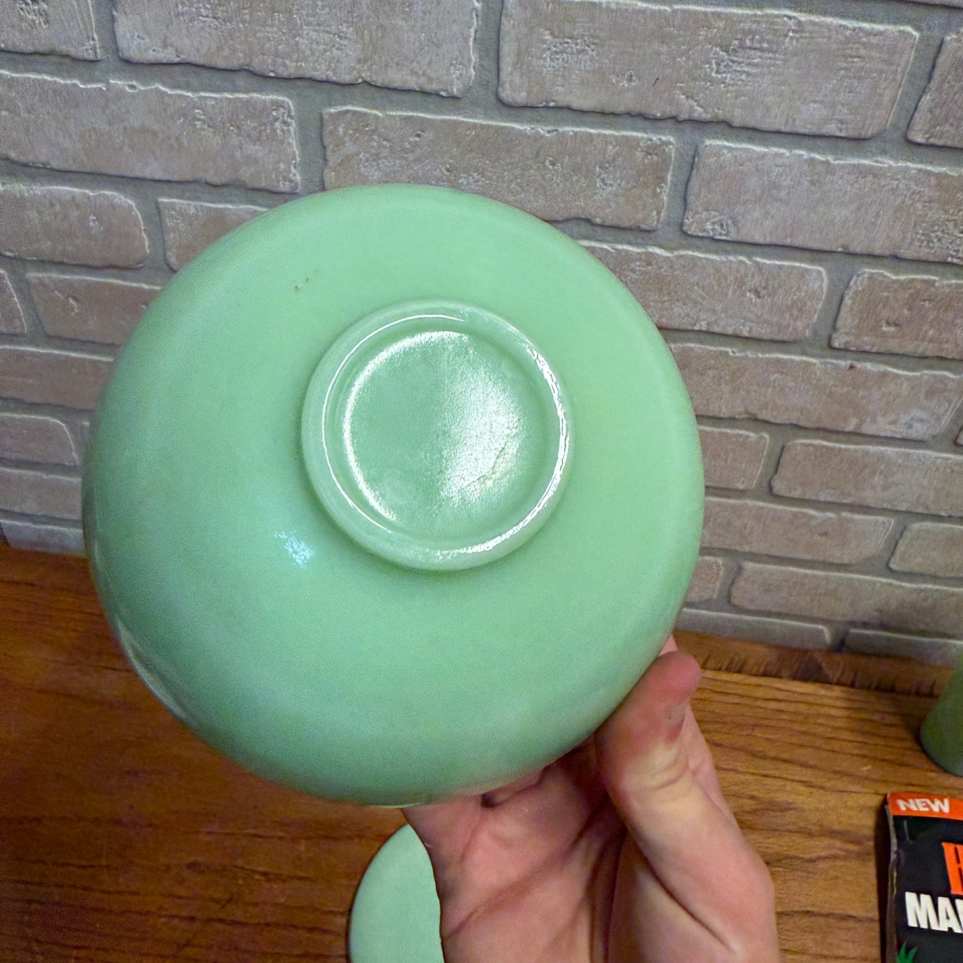 Vintage Jadeite Kitchenware Covered Bowl Candy Dish 6"