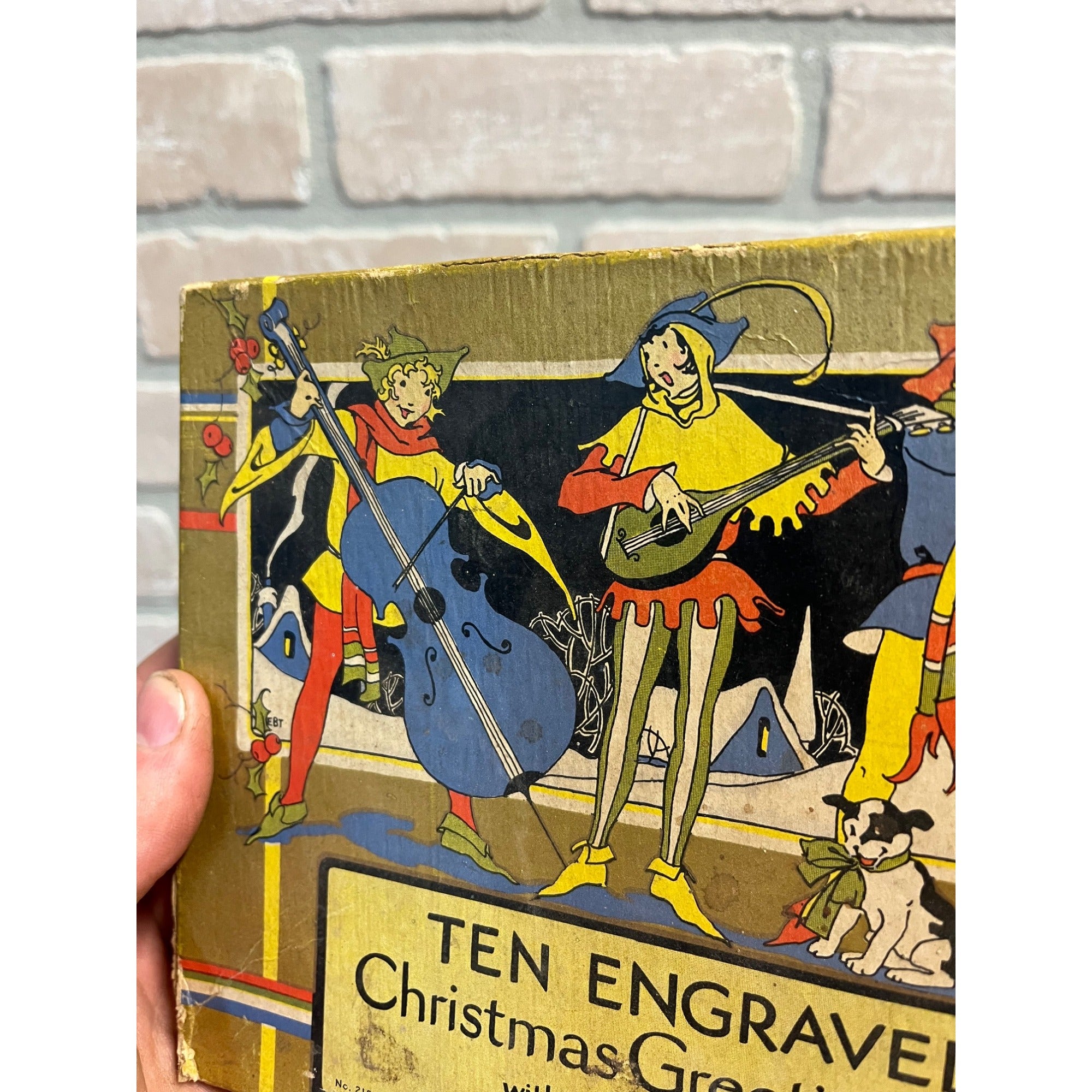 Vintage 1930s Christmas Greeting Cards EMPTY Advertising Cardboard Gift Box