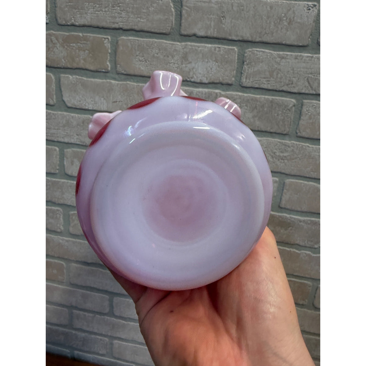 Vintage Fenton Cranberry Opalescent Coin Dot Double Crimped Vase 6"