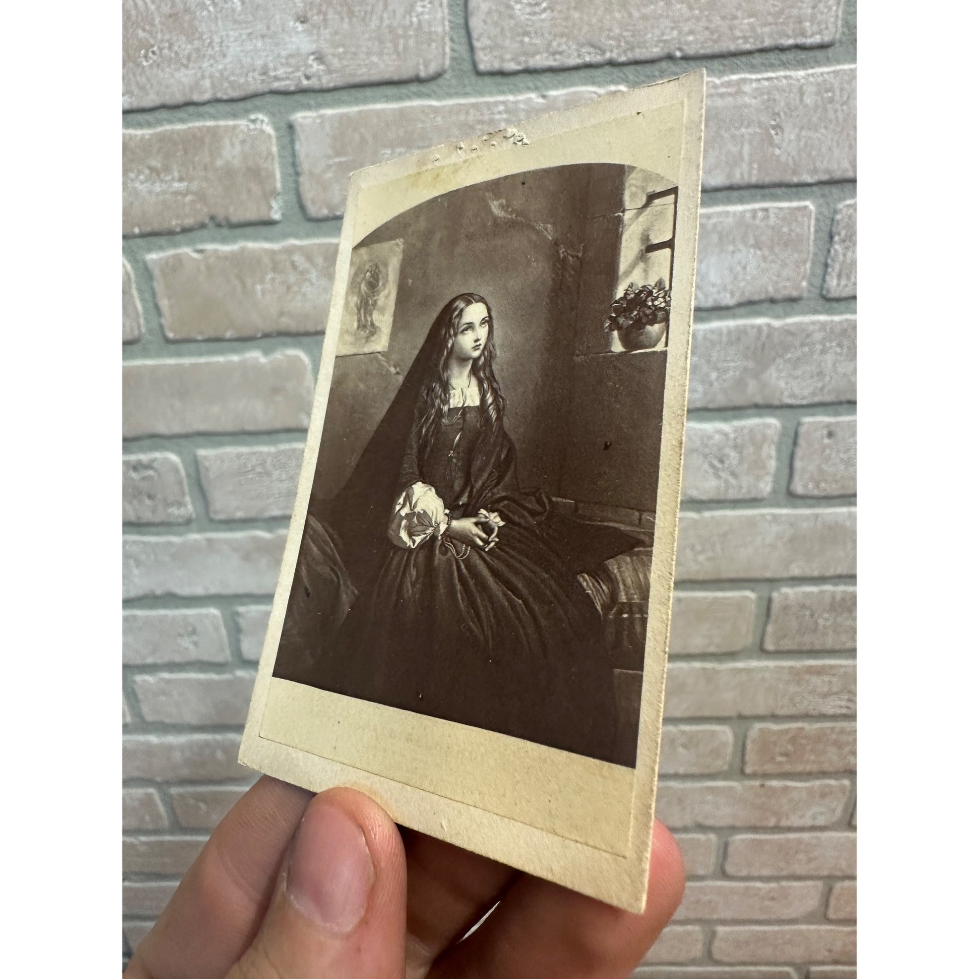 Original Carte de Visite CDV Painting of Beatrice Cenci in Prison Italian