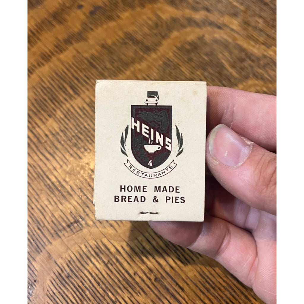 Vintage Matchbook Advertising - Heins Restaurants Wis. Locations
