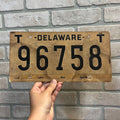 Vintage 1960s Delaware Temp  License Plate Cardboard