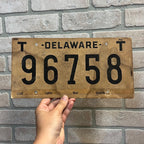 Vintage 1960s Delaware Temp  License Plate Cardboard