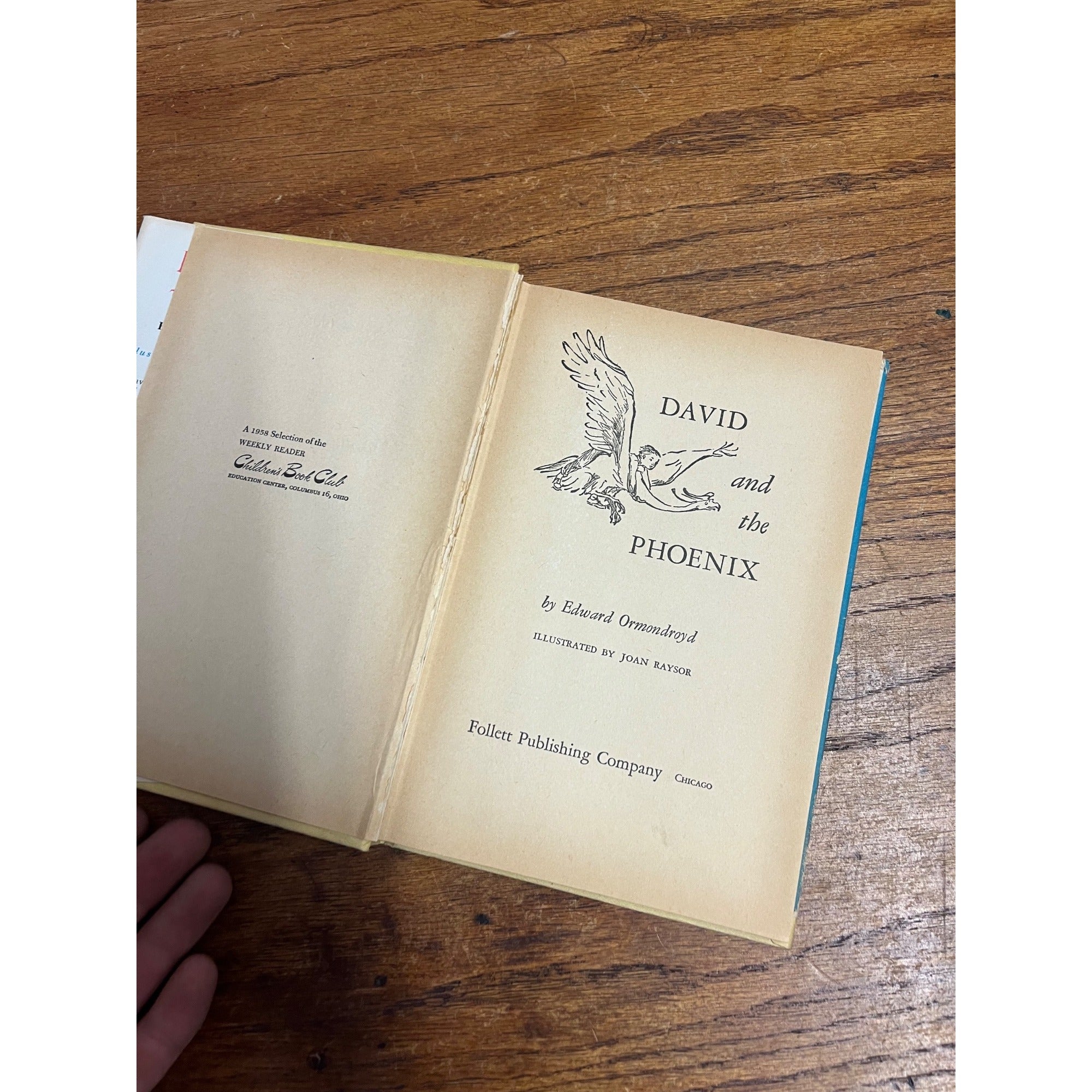 1958 David and the Phoenix By Edward Ormondroyd Hardcover Book Antique Vintage