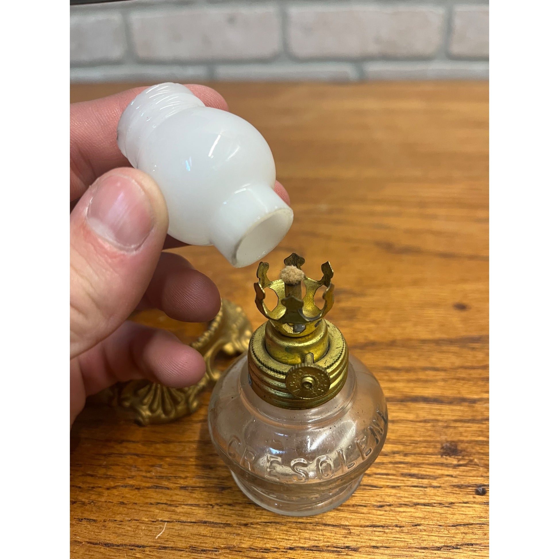 Vtg ANTIQUE 1800'S BRASS VAPO CRESOLENE VAPORIZER MEDICAL OIL LAMP