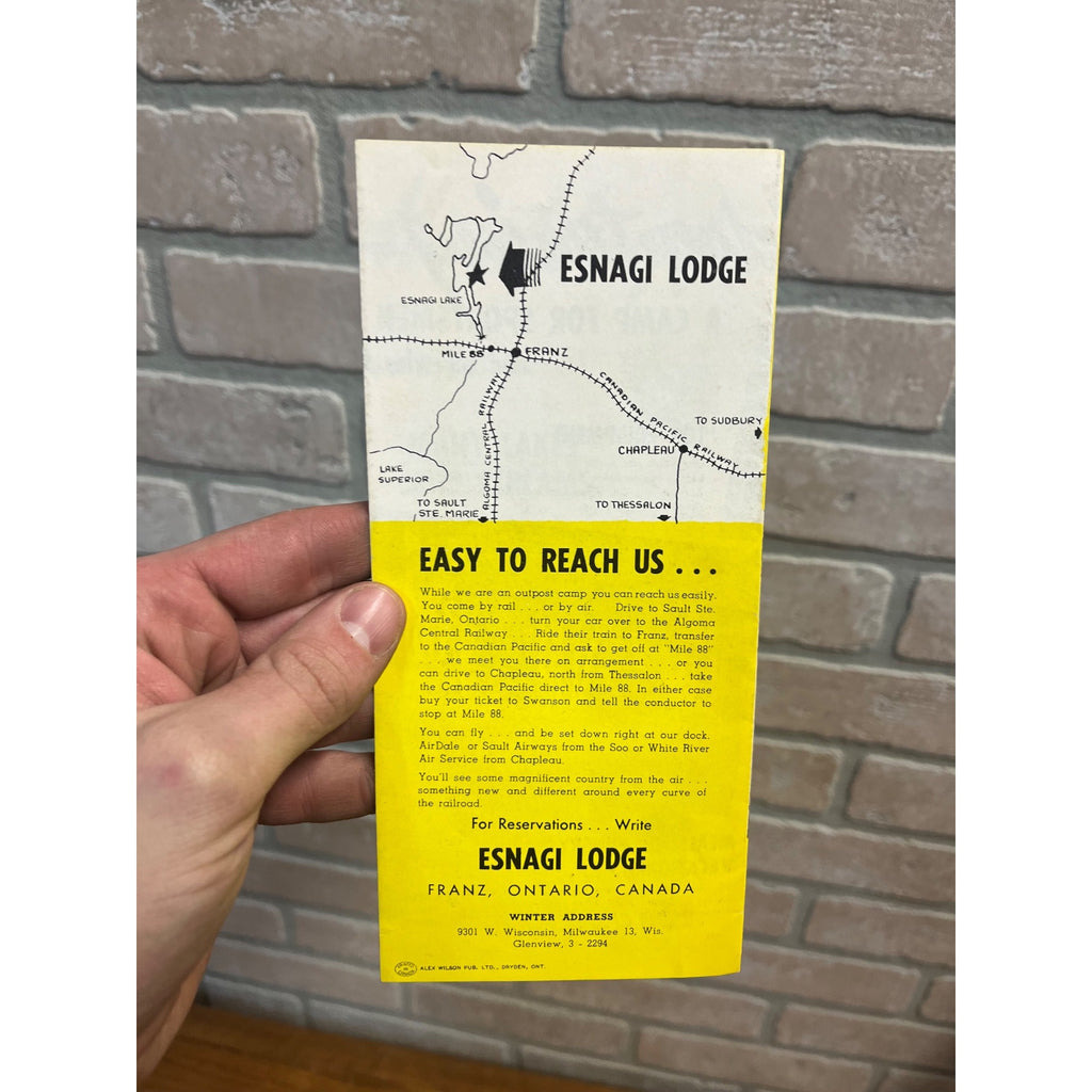 Vintage 1950s Esnagi Lodge Franz Ontario Canada Travel Brochure Fishing