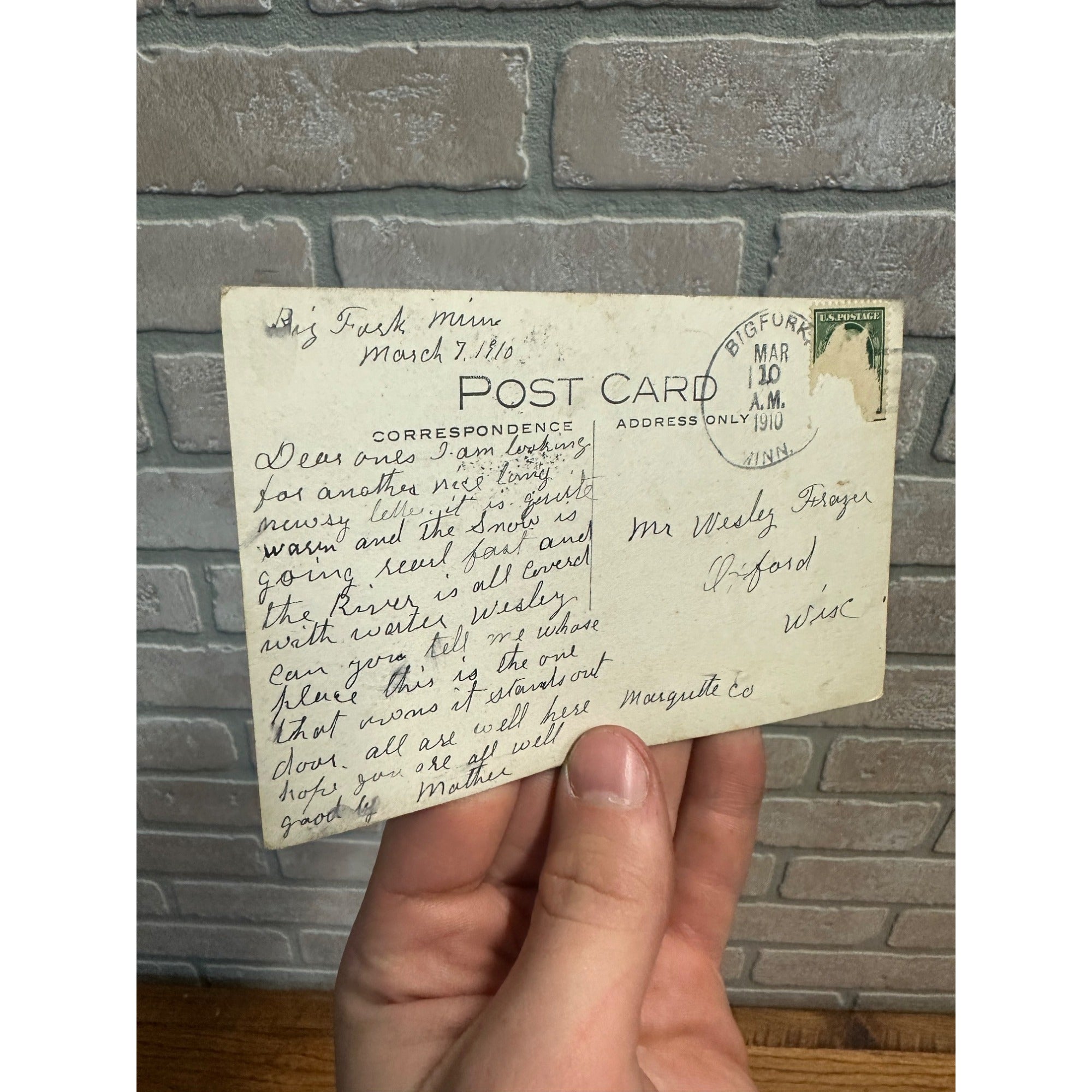 RPPC Postcard 1910 Hunter Log Cabin Bigfork Minn MN Mustache