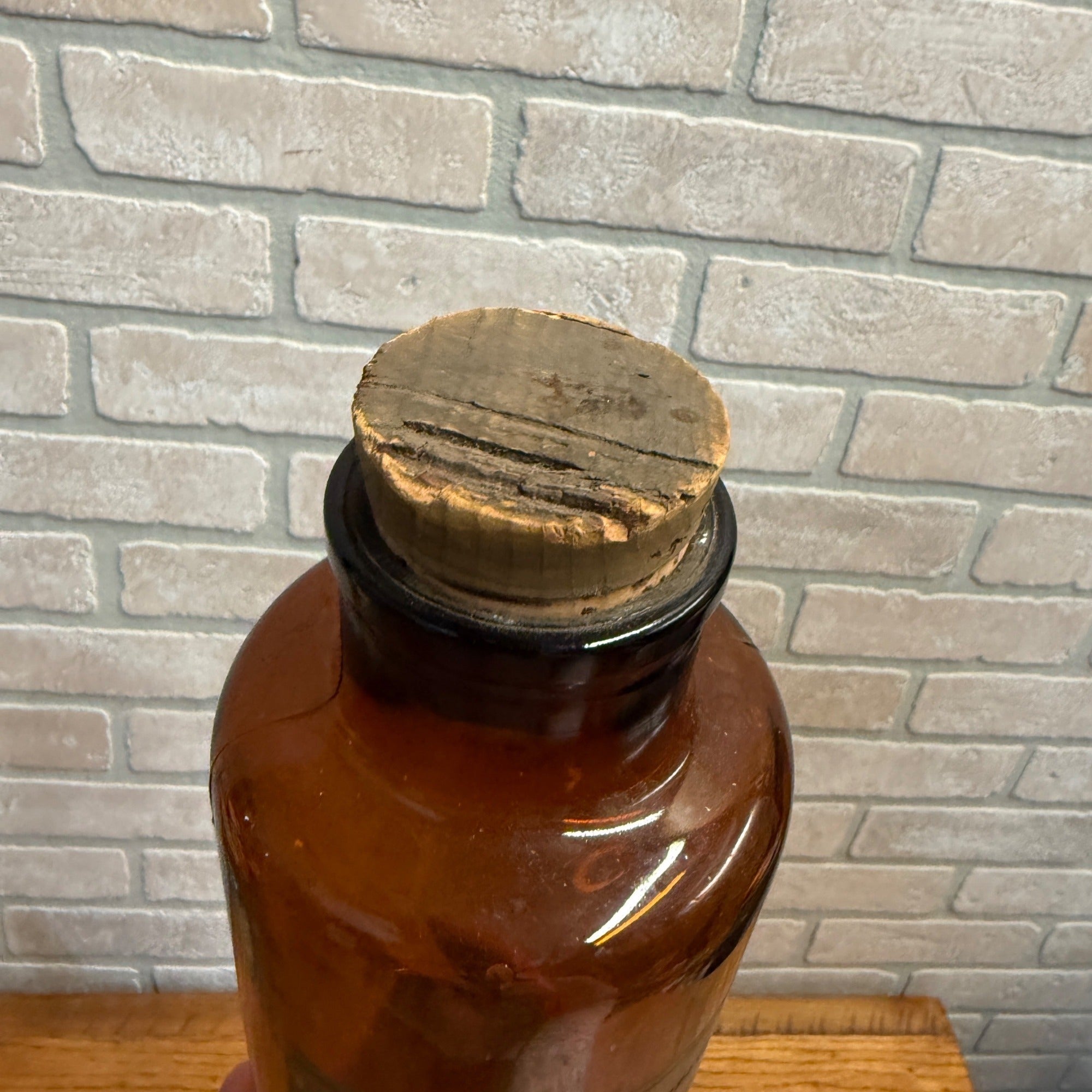 Antique Merck Apothecary Pharmacy Amber Bottle 9.5" x 3.75" Orig Label