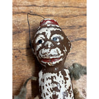 Vintage Bellhop Monkey Chenille & Composition Body Christmas Ornament As-Is 4"