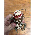 Vintage Bellhop Monkey Chenille & Composition Body Christmas Ornament As-Is 4"
