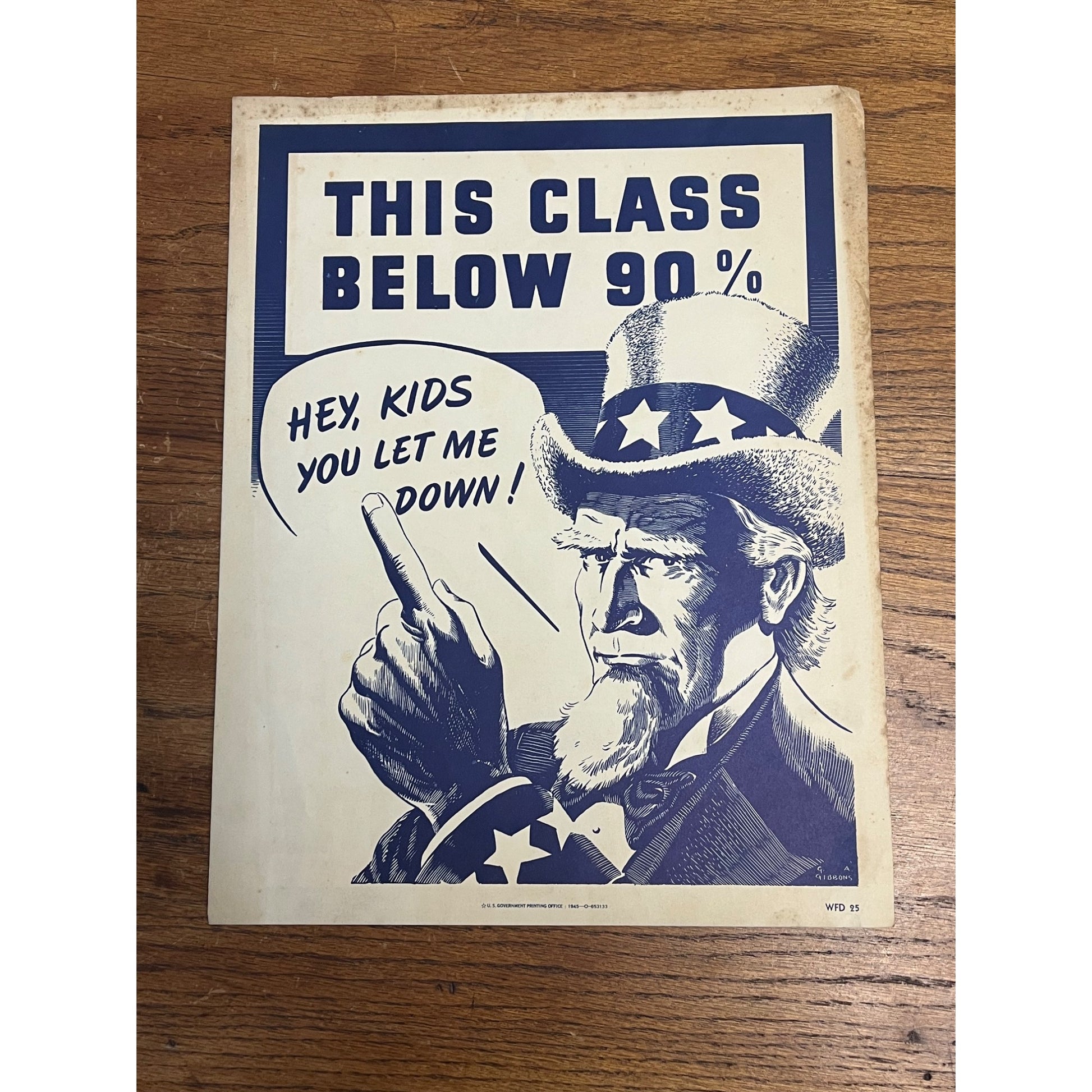 RARE 1944 WWII 'SCHOOLS at WAR' Class Bond POSTER~Minuteman/Uncle Sam/ATTACK!