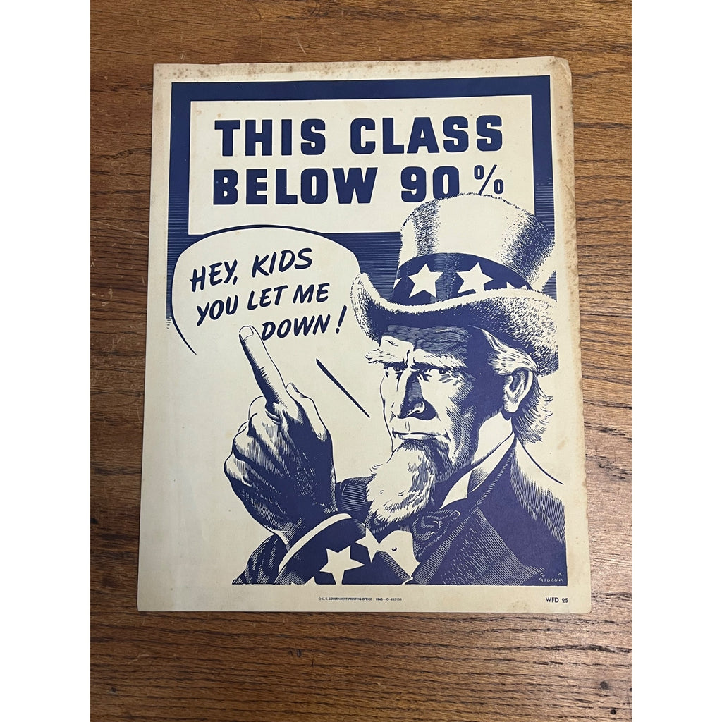 RARE 1944 WWII 'SCHOOLS at WAR' Class Bond POSTER~Minuteman/Uncle Sam/ATTACK!