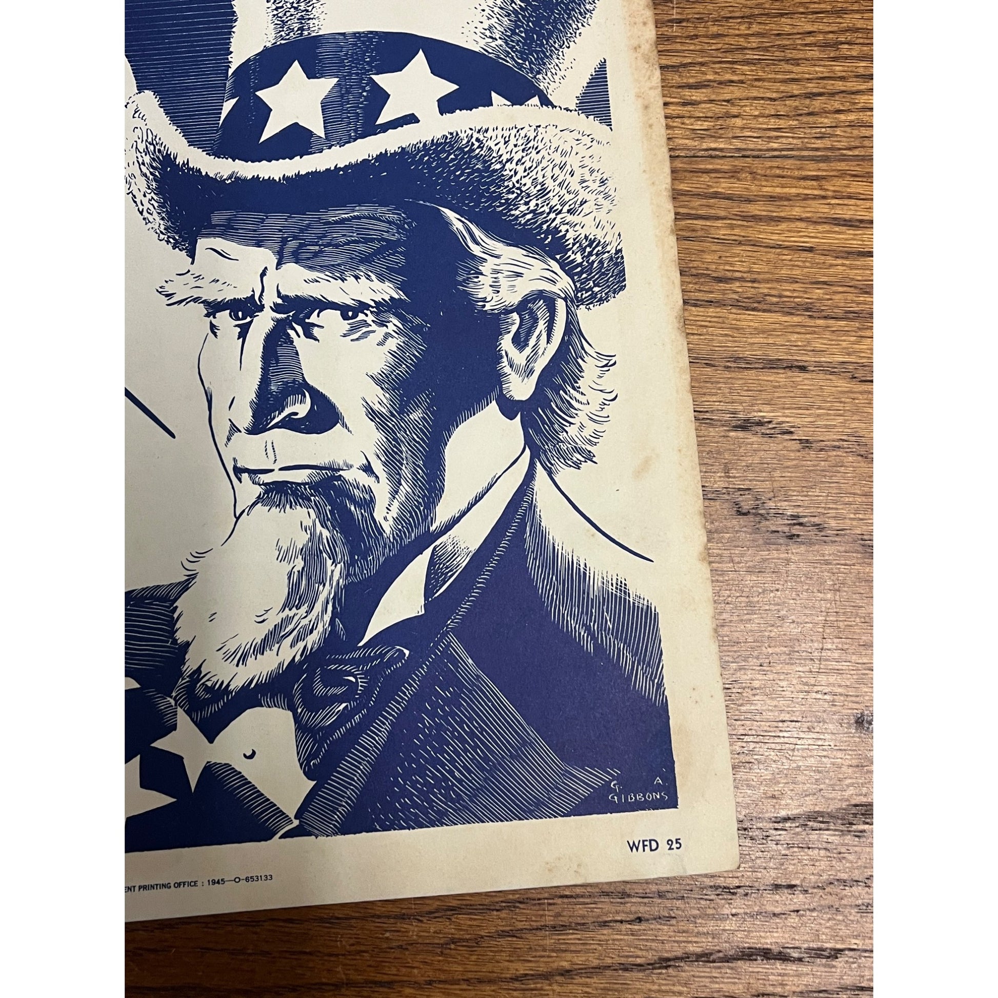 RARE 1944 WWII 'SCHOOLS at WAR' Class Bond POSTER~Minuteman/Uncle Sam/ATTACK!