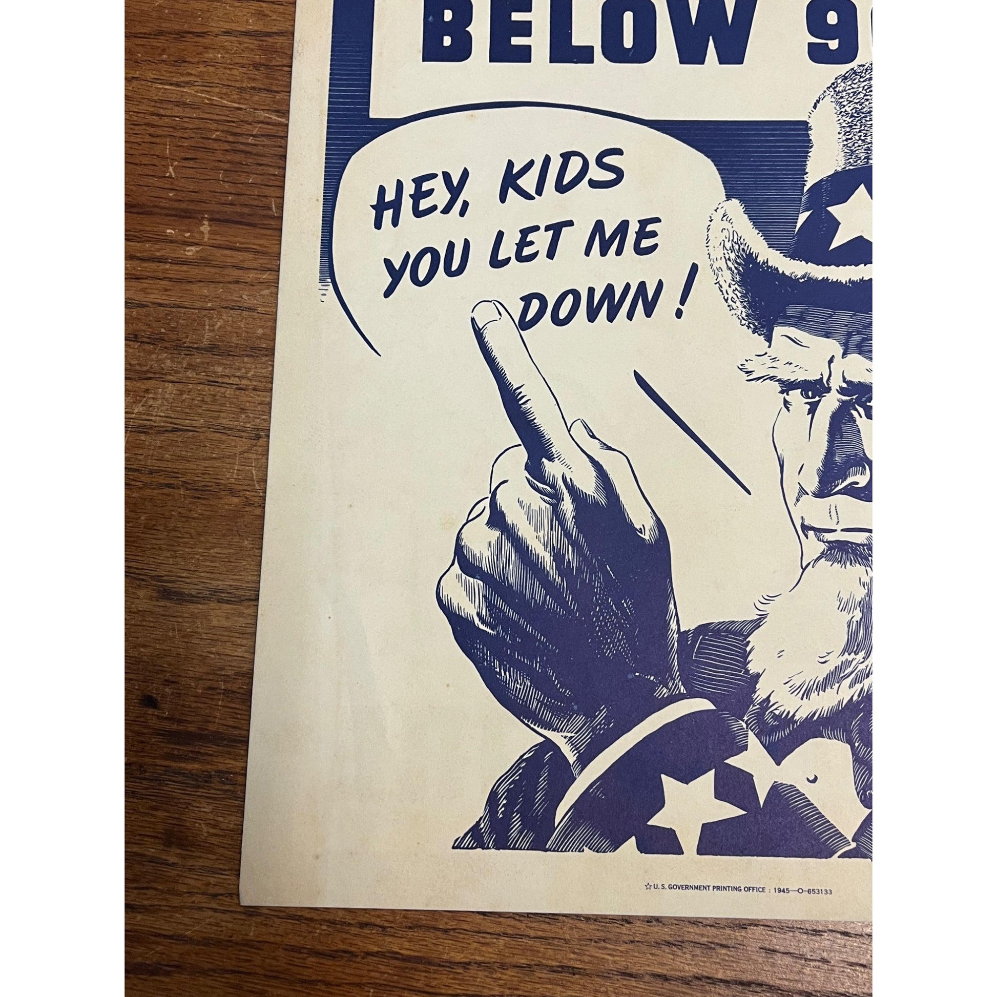 RARE 1944 WWII 'SCHOOLS at WAR' Class Bond POSTER~Minuteman/Uncle Sam/ATTACK!