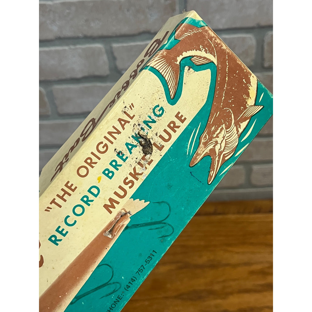 Vintage Bobbie Bait 9" Musky Fishing Lure Appleton Wisconsin w/ Original Box