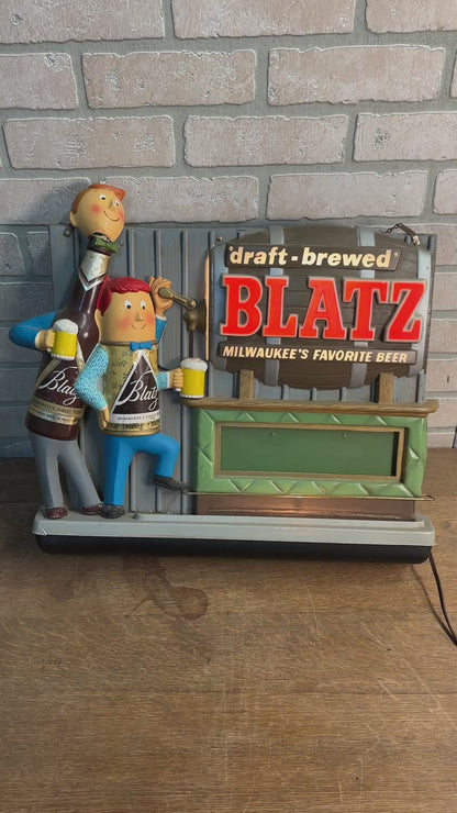 Vintage 1964 Blatz Beer Bartender Lighted Motion Advertising Bar Sign