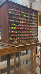 Original Antique 1900s Nun's Spool Thread Advertising General Store Cabinet Display