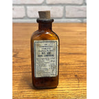 Antique Nux & Iron Compound Tablets Amber Drug Store Bottle w Contents Cork Label