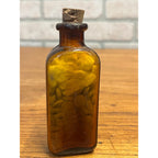 Antique Nux & Iron Compound Tablets Amber Drug Store Bottle w Contents Cork Label