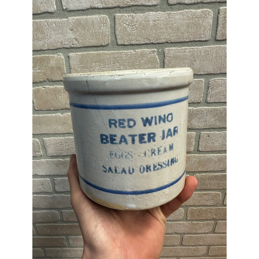 Vintage Red Wing Stoneware Beater Jar Crock Blue Banded - No Advertising