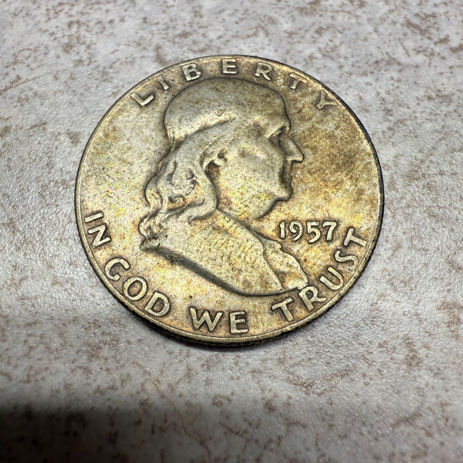 1957 Franklin Half Dollar Coin 90% Silver US Mint