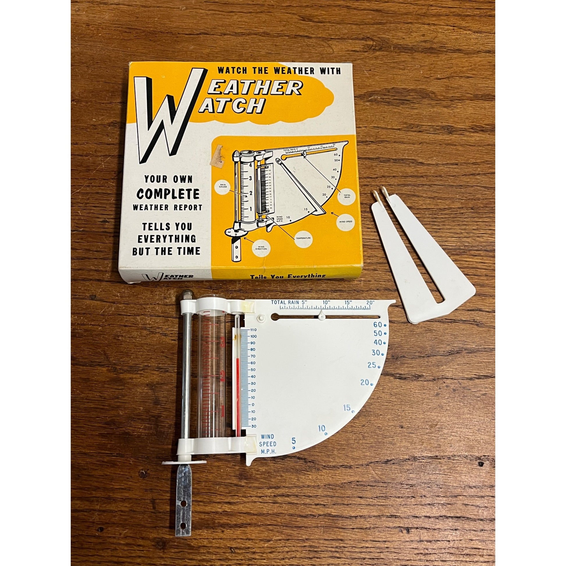 Vintage 1960s Weather Watch Rain Gauge Original Box Complete Clean Karbrite Mfg
