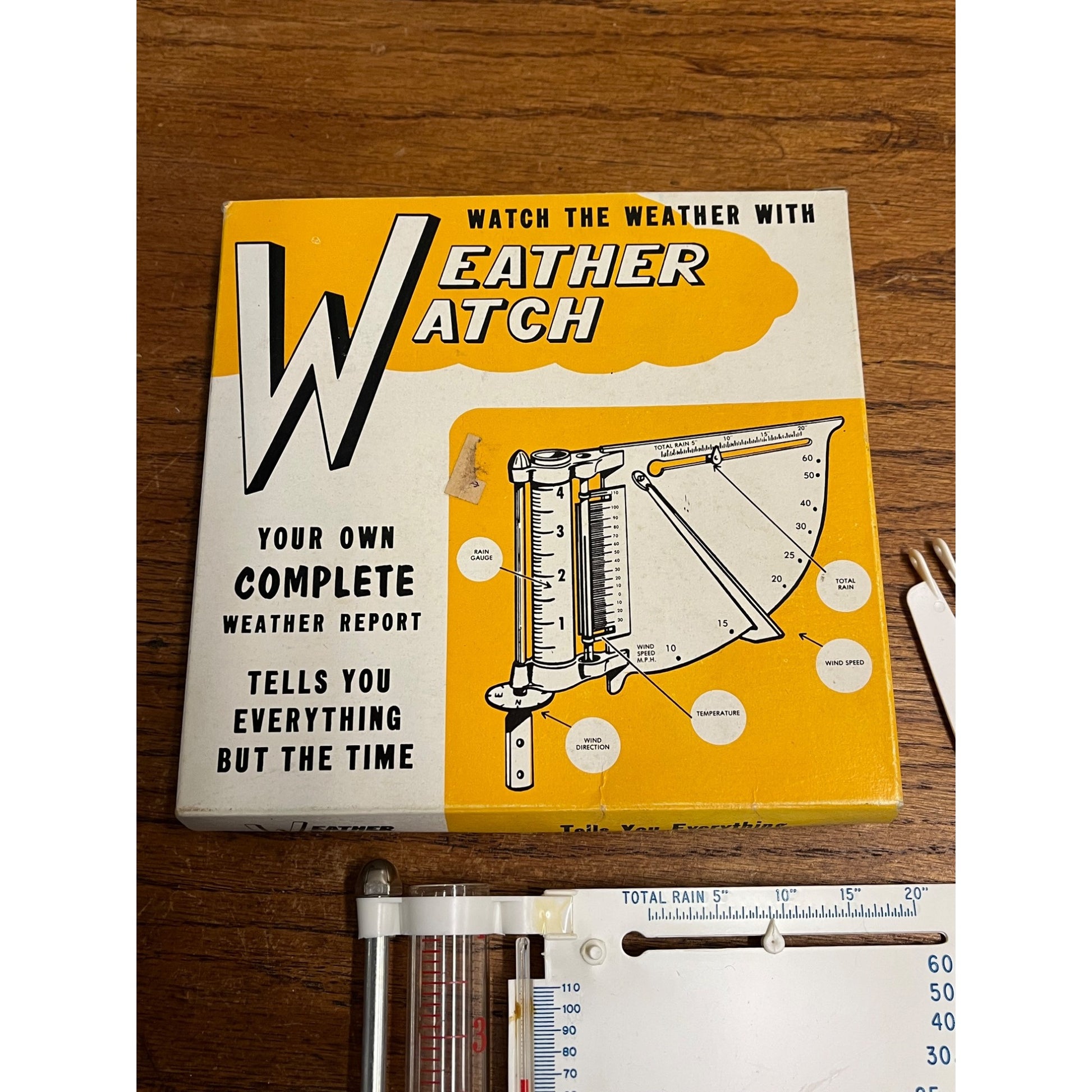 Vintage 1960s Weather Watch Rain Gauge Original Box Complete Clean Karbrite Mfg
