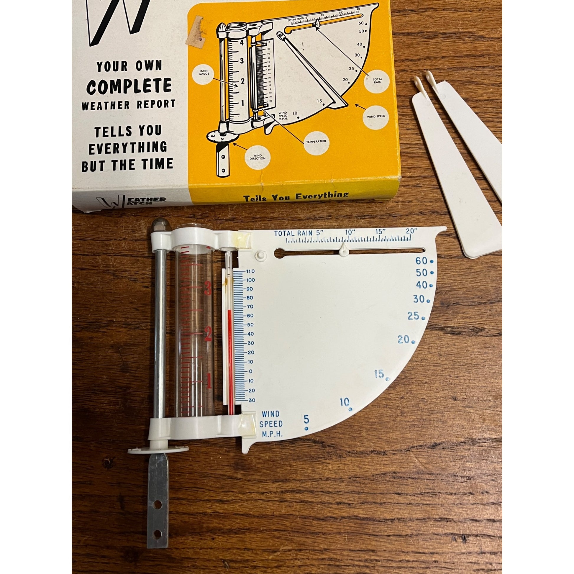 Vintage 1960s Weather Watch Rain Gauge Original Box Complete Clean Karbrite Mfg