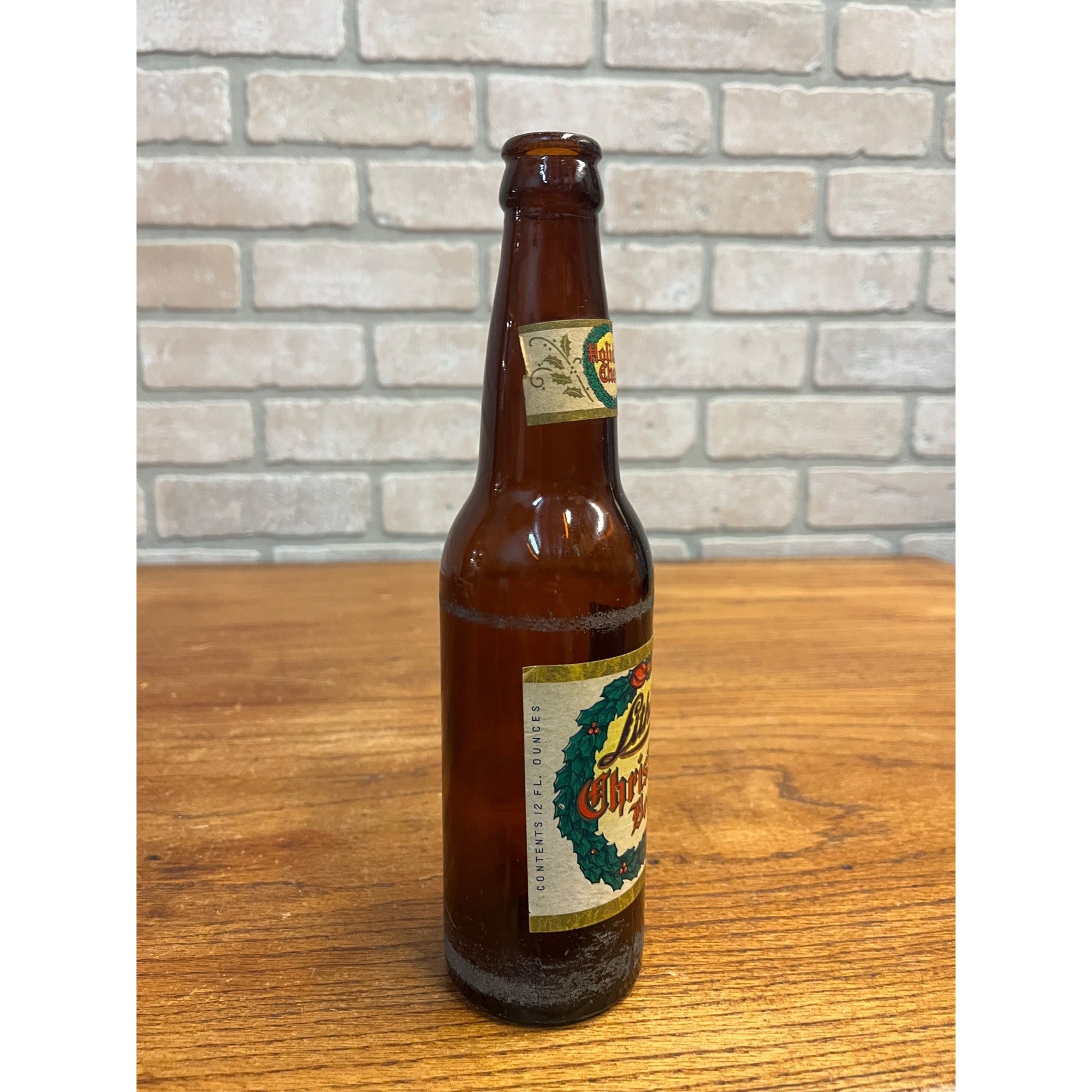 Vintage 1950s West Bend Lithia Christmas Beer 12oz Bottle w/ Labels Wis WI