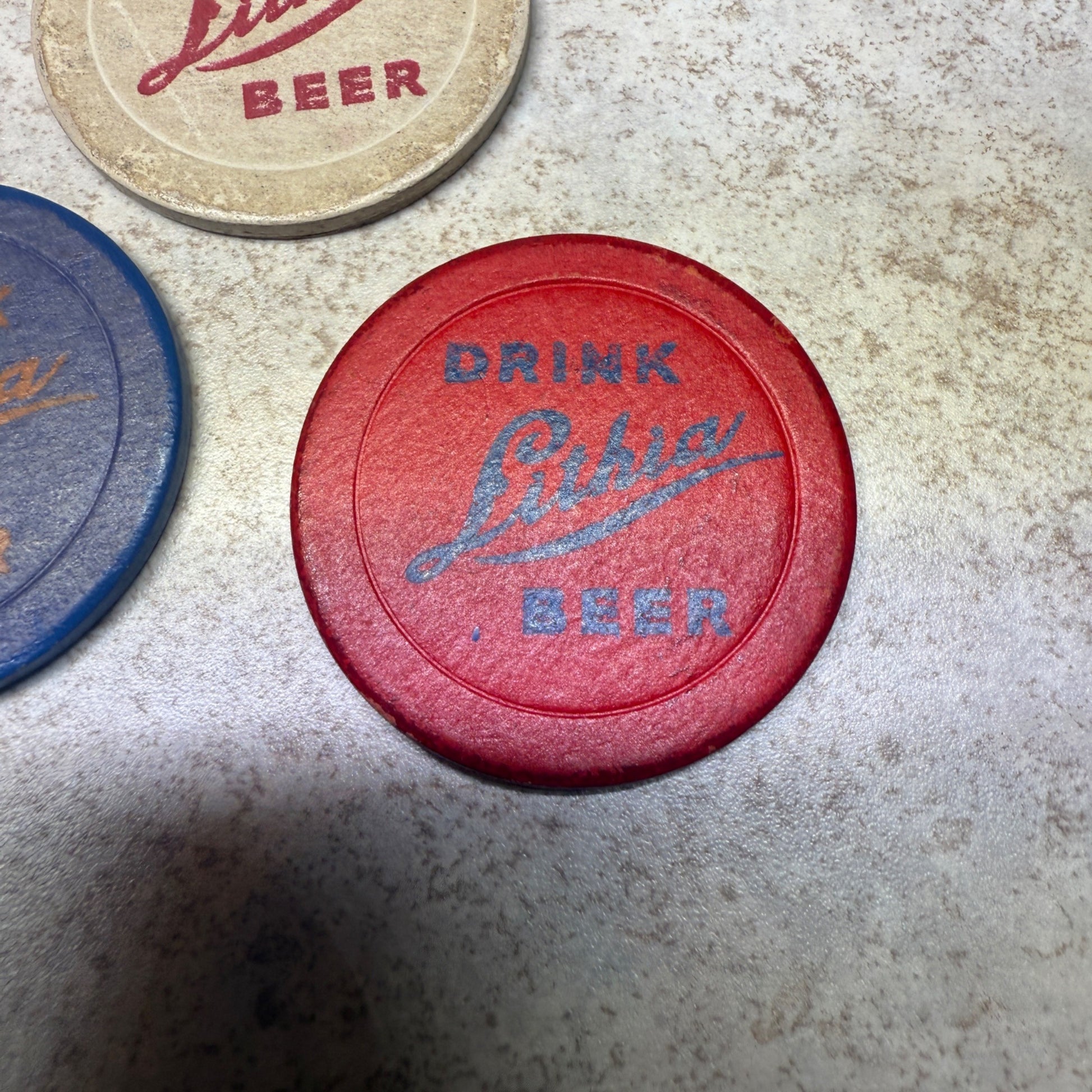 Vintage Drink Lithia Beer Poker Chips West Bend Brewing Co. West Bend, Wis