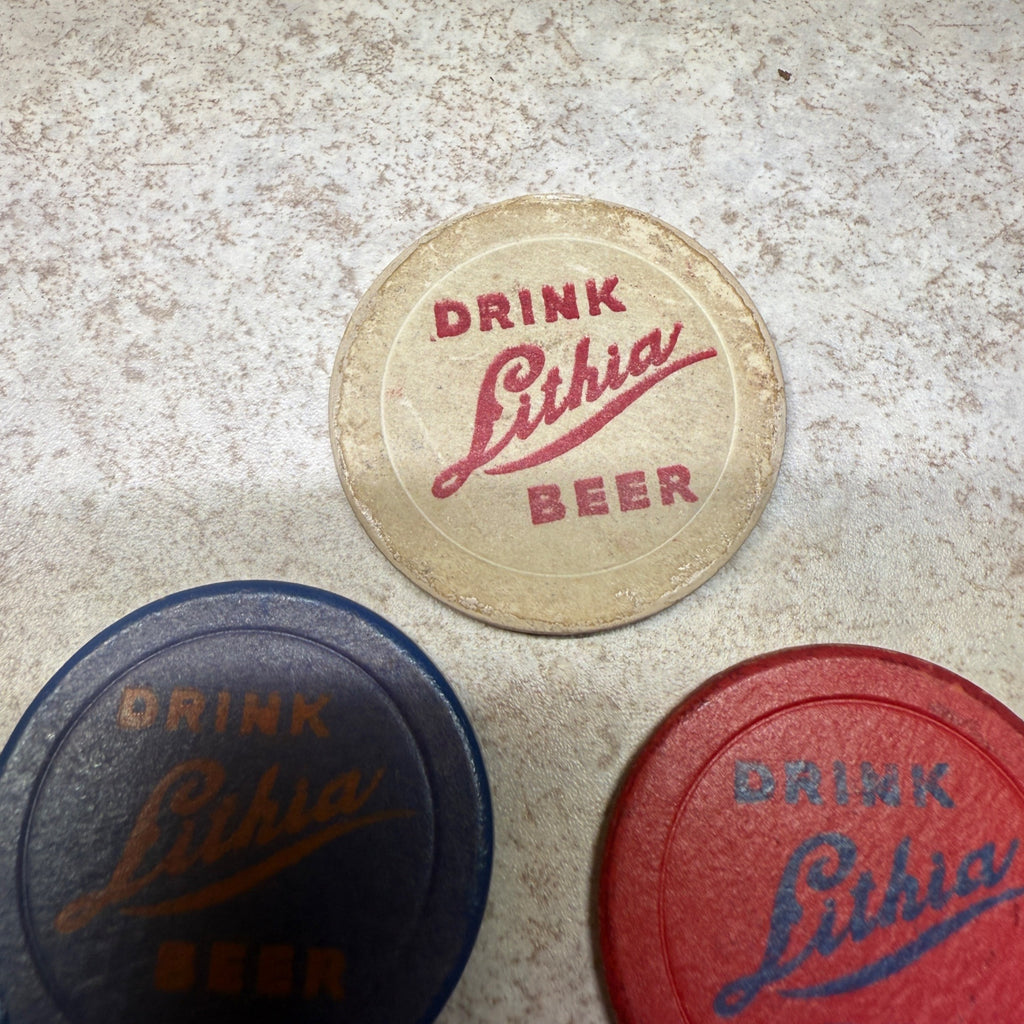 Vintage Drink Lithia Beer Poker Chips West Bend Brewing Co. West Bend, Wis