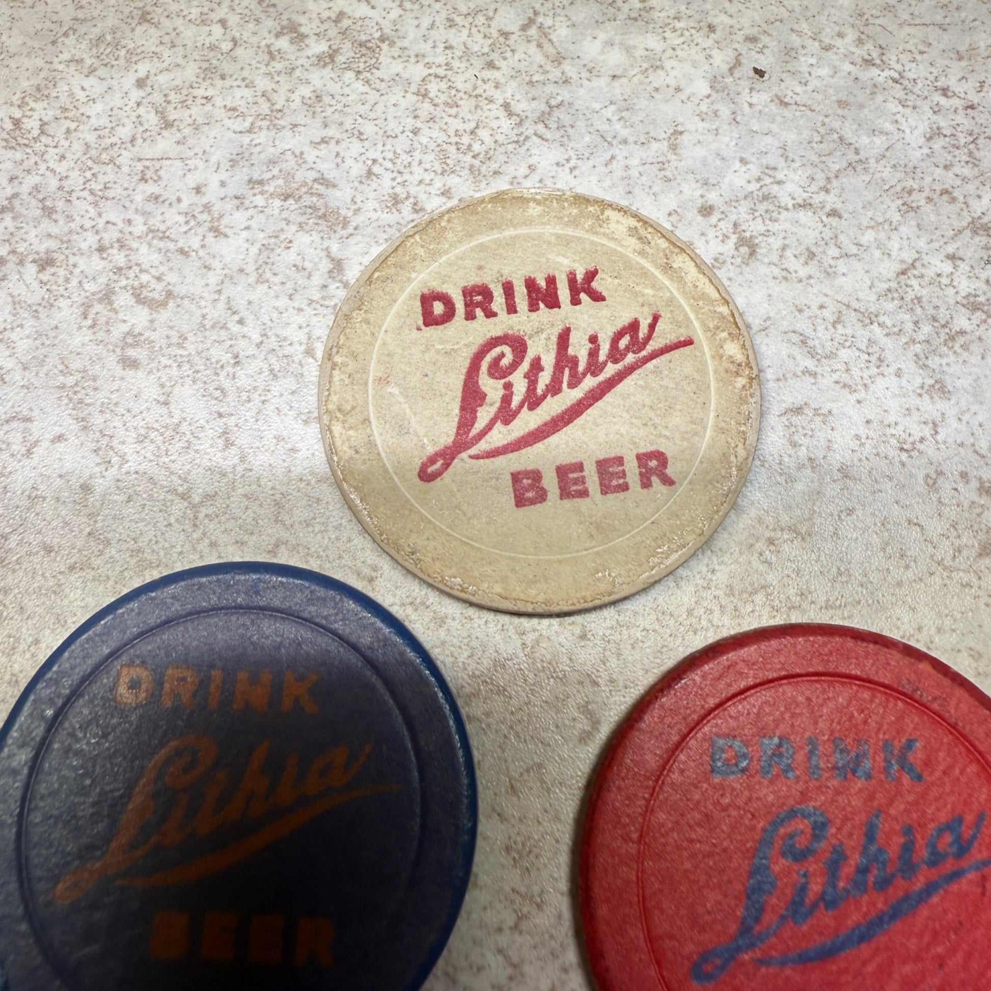 Vintage Drink Lithia Beer Poker Chips West Bend Brewing Co. West Bend, Wis