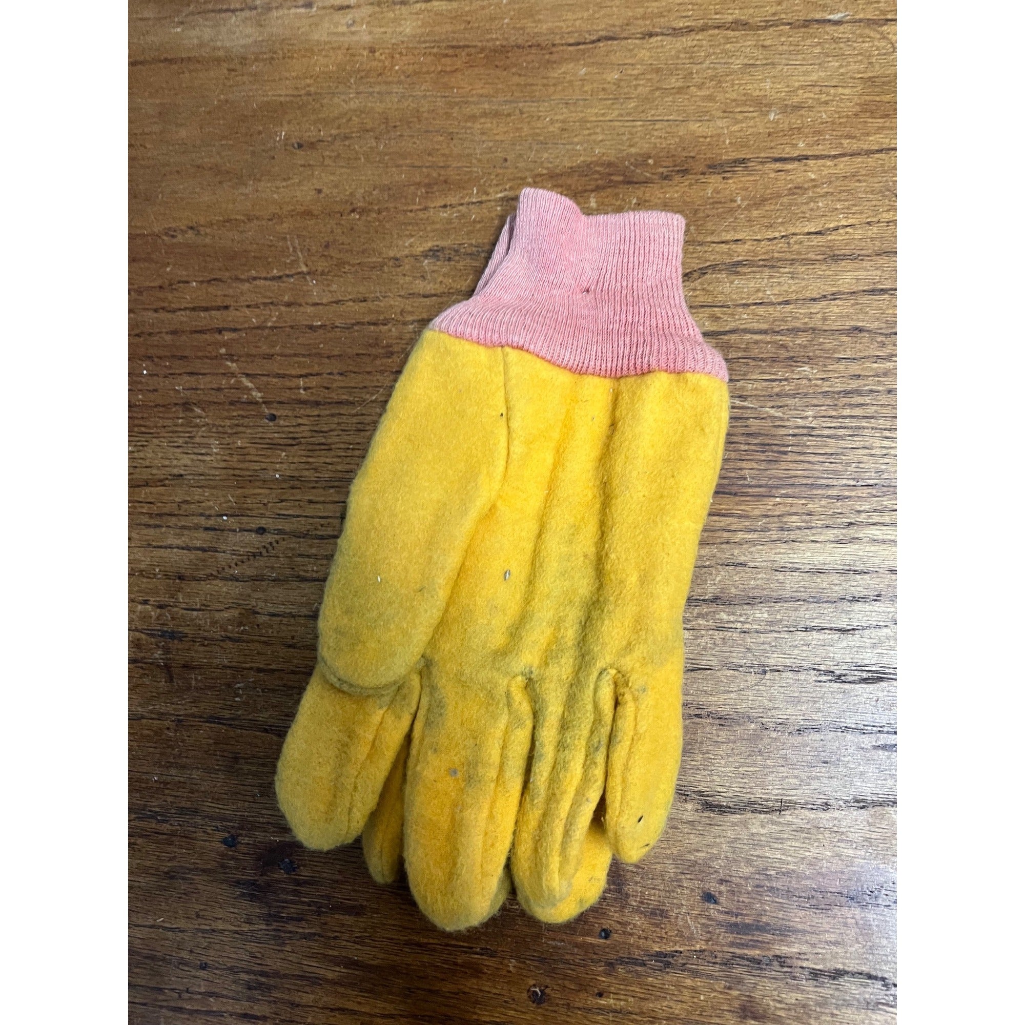 Vintage Kent Feeds Cotton Farm Work Gloves Advertising NOS Deadstock NEW Yellow