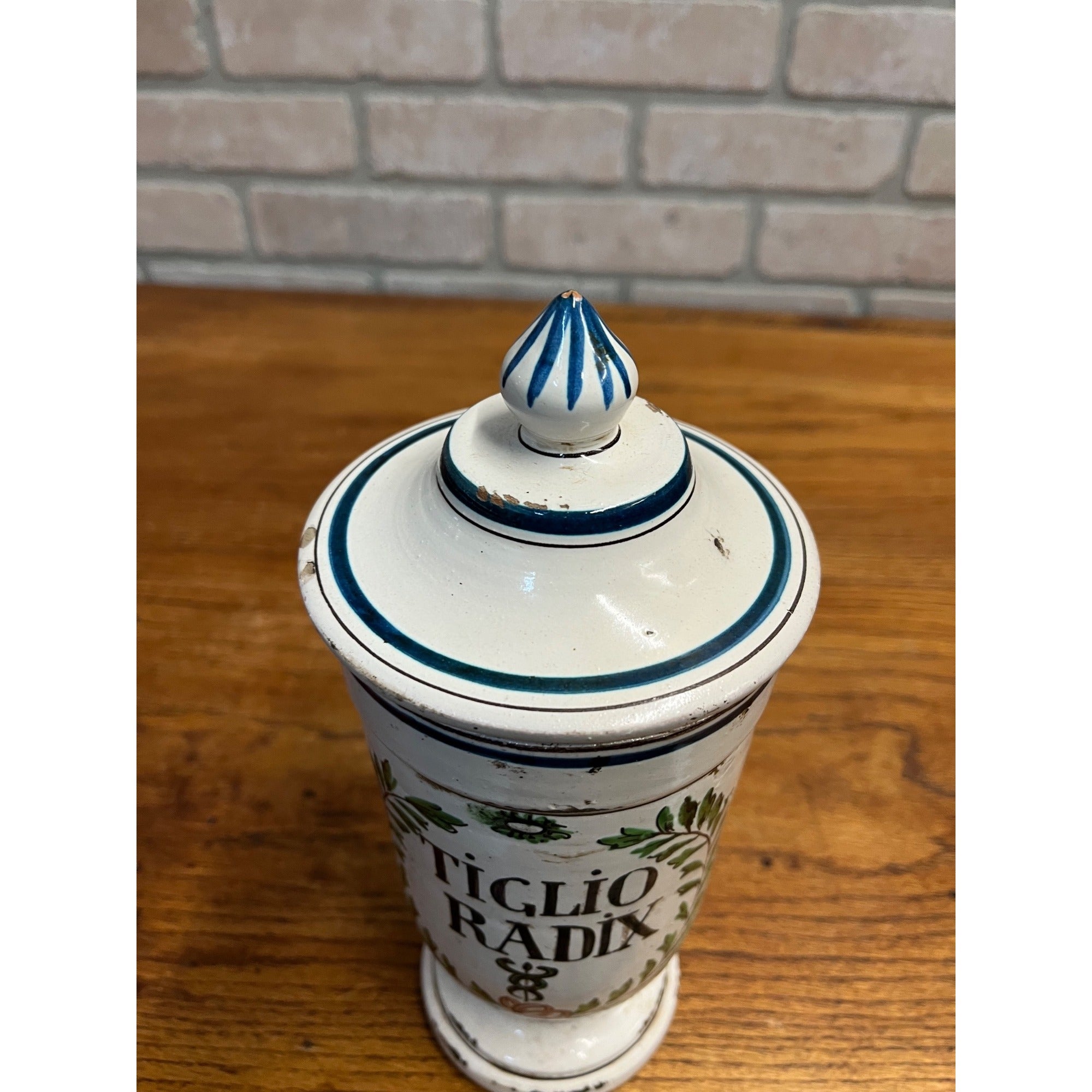 Vintage Porcelain Ceramic Pharmacy Apothecary Jar Drug Store Lidded Tiglio Radiz