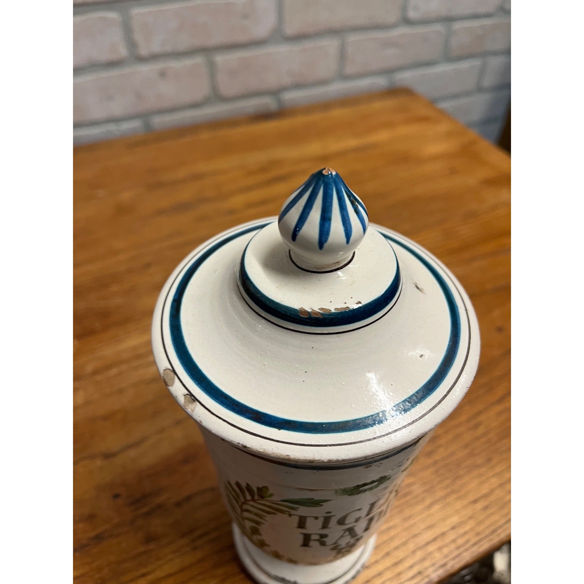 Vintage Porcelain Ceramic Pharmacy Apothecary Jar Drug Store Lidded Tiglio Radiz