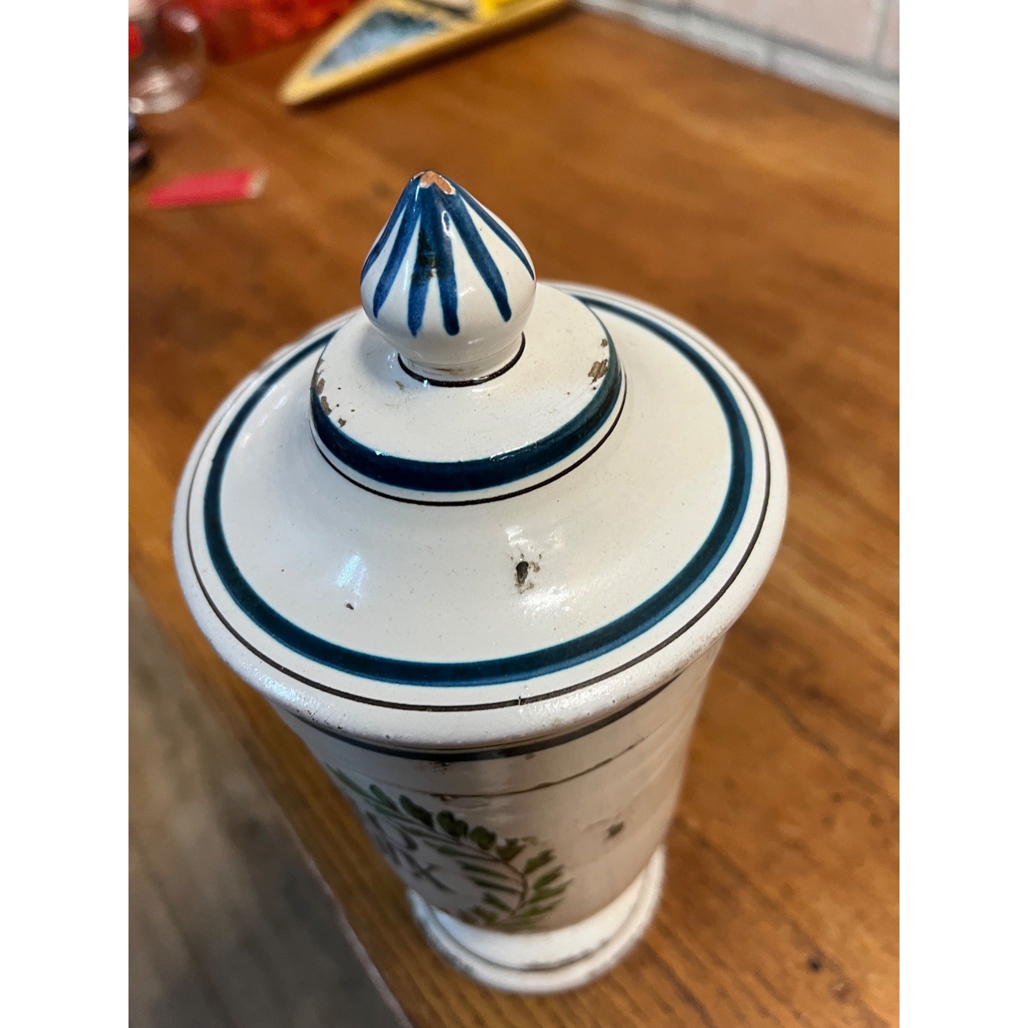 Vintage Porcelain Ceramic Pharmacy Apothecary Jar Drug Store Lidded Tiglio Radiz