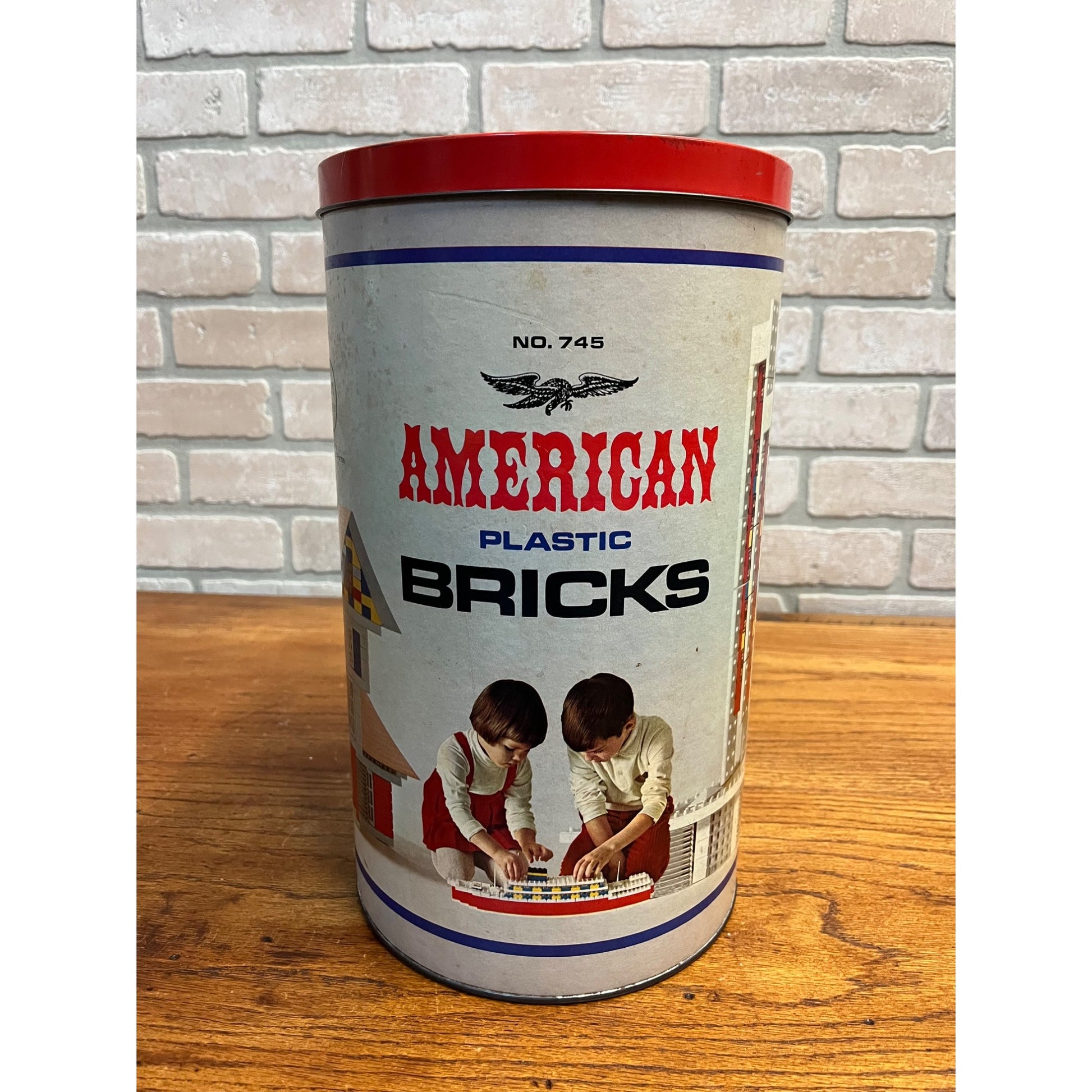 Vintage American Plastic Bricks Set #745 Child's Building Toy Playset 1960s