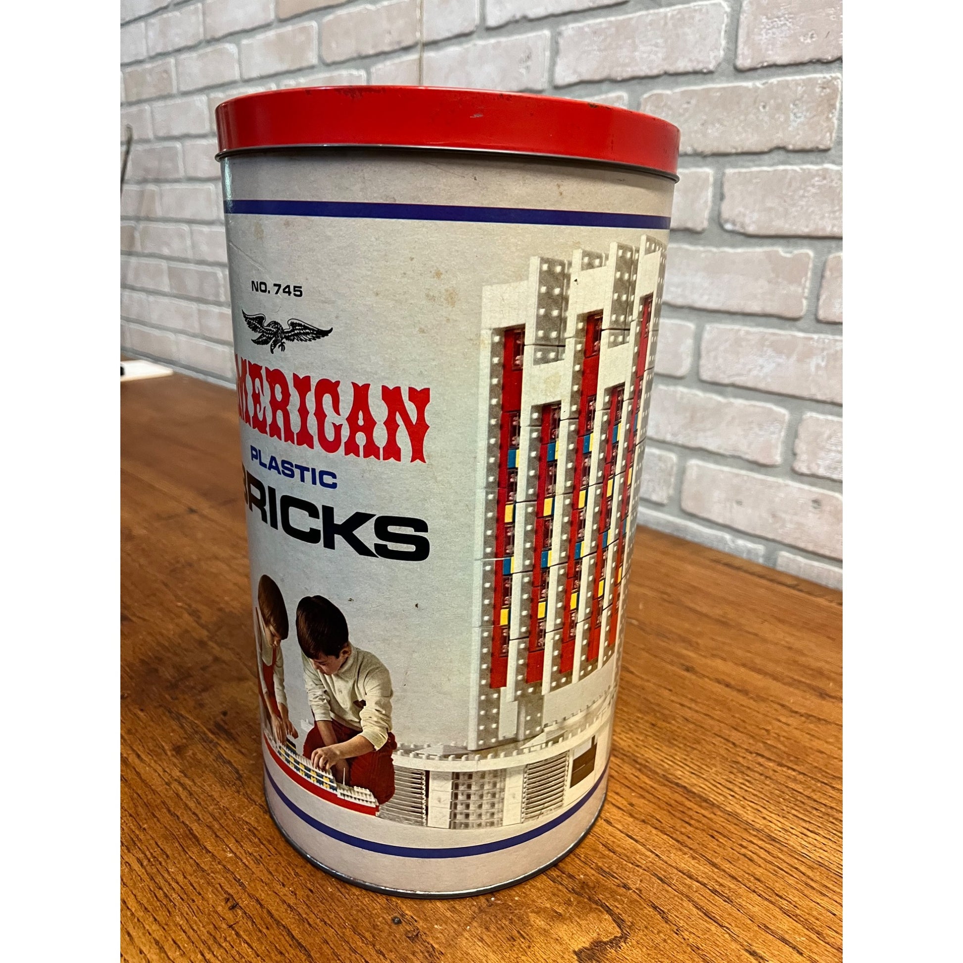 Vintage American Plastic Bricks Set #745 Child's Building Toy Playset 1960s