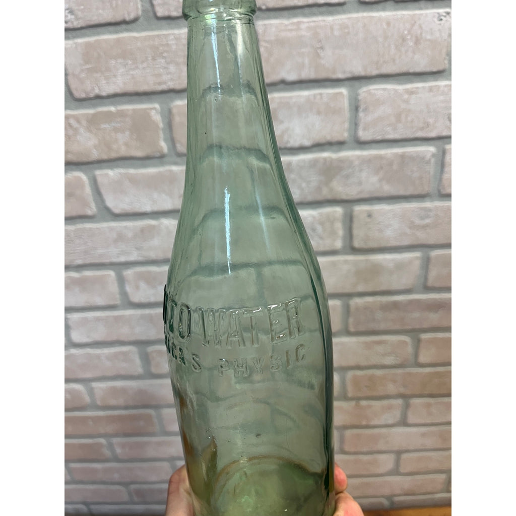 Vintage Pluto Water America's Physic Embossed Green Glass Bottle w/ Devil