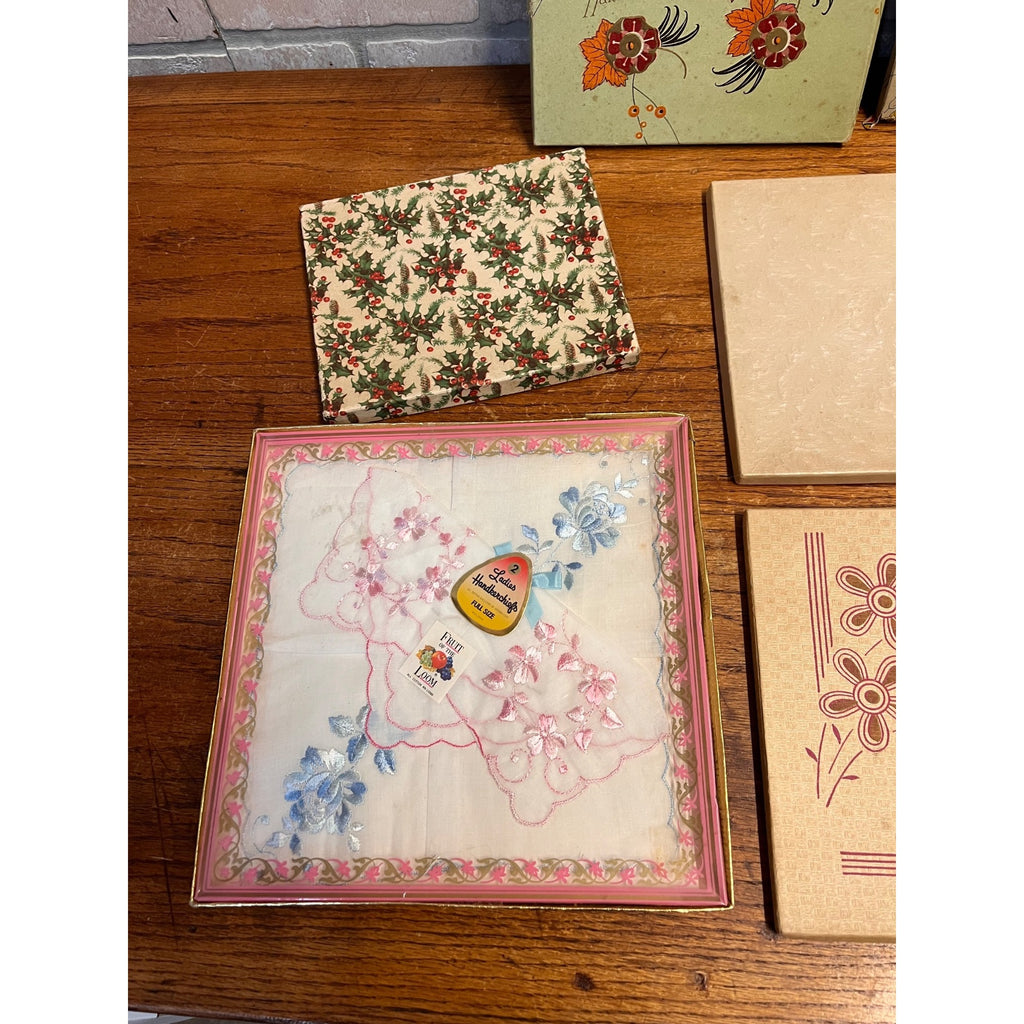 Vintage Handkerchief Collection Ladies & Children Hankies Lot w/ Original Boxes