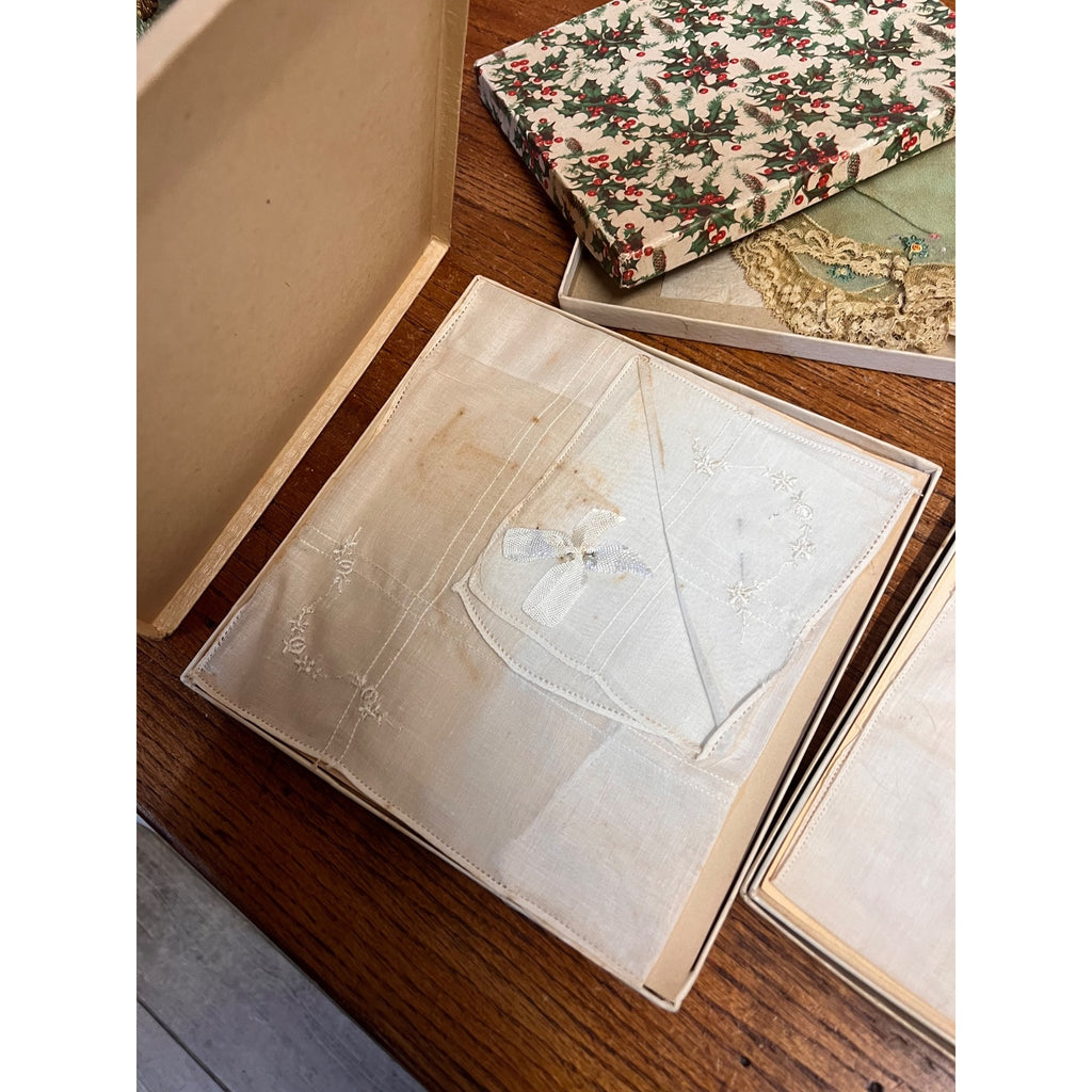 Vintage Handkerchief Collection Ladies & Children Hankies Lot w/ Original Boxes