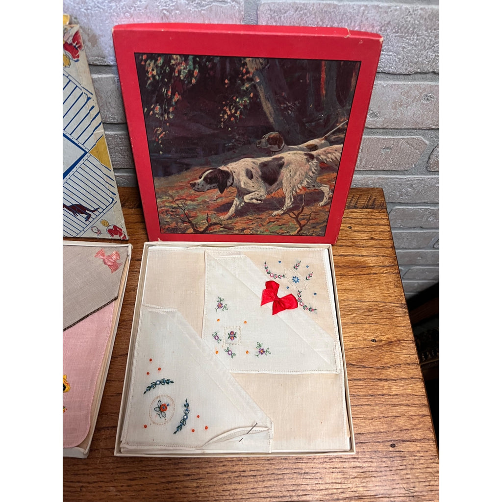 Vintage Handkerchief Collection Ladies & Children Hankies Lot w/ Original Boxes