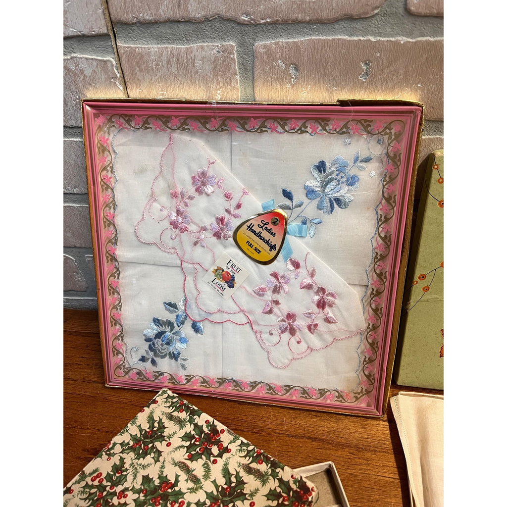 Vintage Handkerchief Collection Ladies & Children Hankies Lot w/ Original Boxes