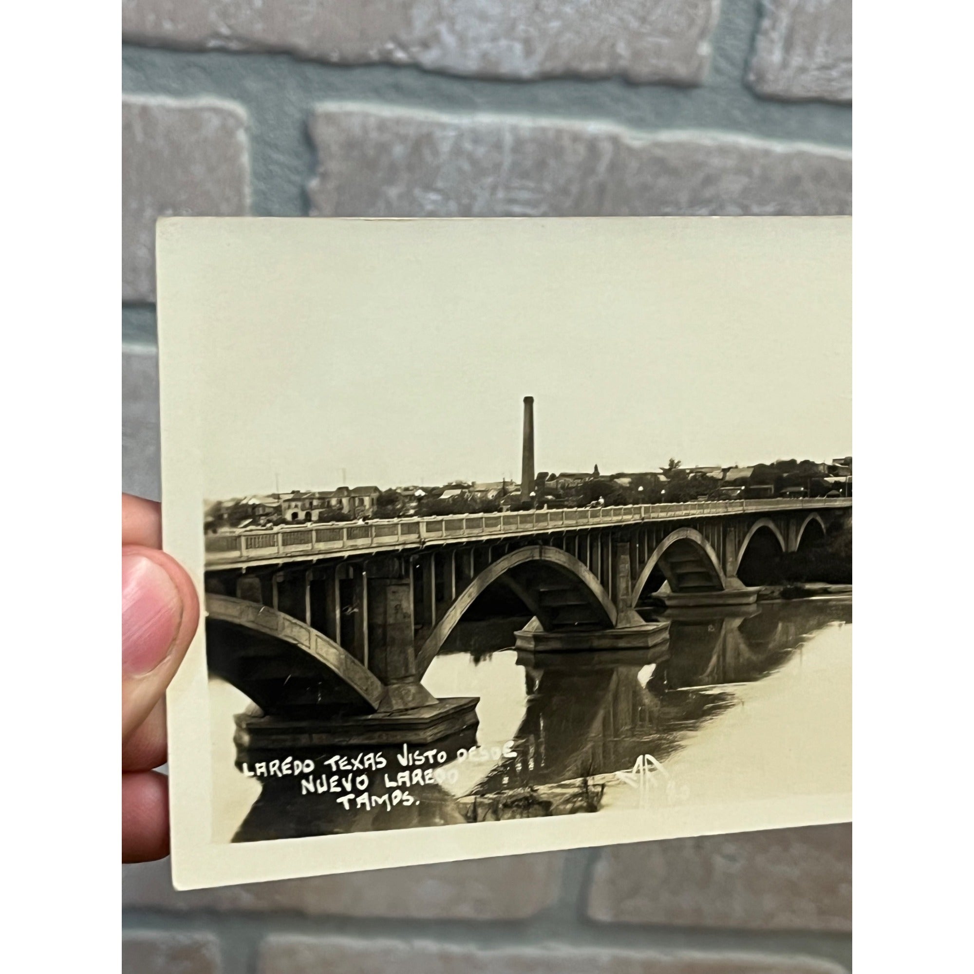 Vintage Laredo Texas Nuevo Mexico RPPC Postcard  Bridge BirdsEye City view
