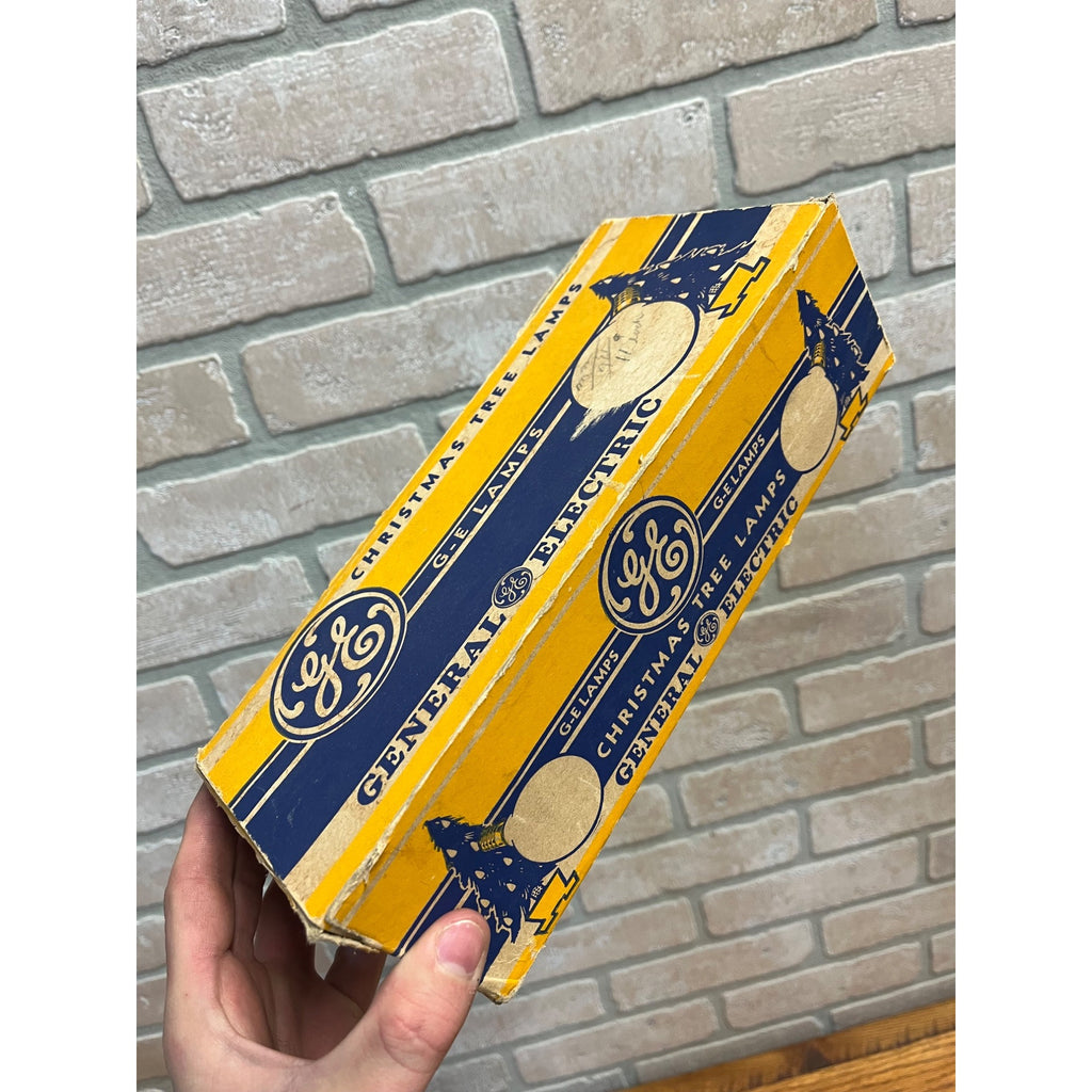 10 Vintage GE Christmas Tree G-14 Bulbs 110-125 Volts w/ Box Blue, Yellow, Green