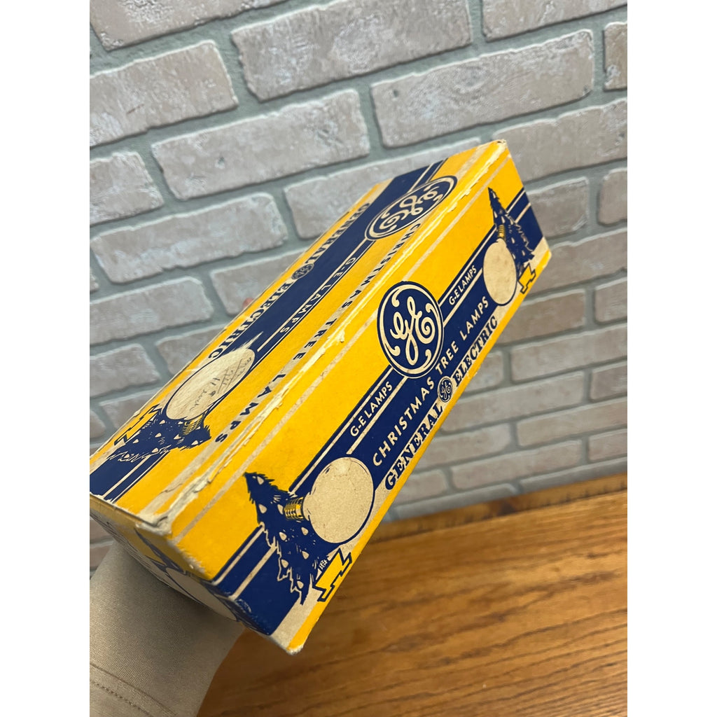 10 Vintage GE Christmas Tree G-14 Bulbs 110-125 Volts w/ Box Blue, Yellow, Green