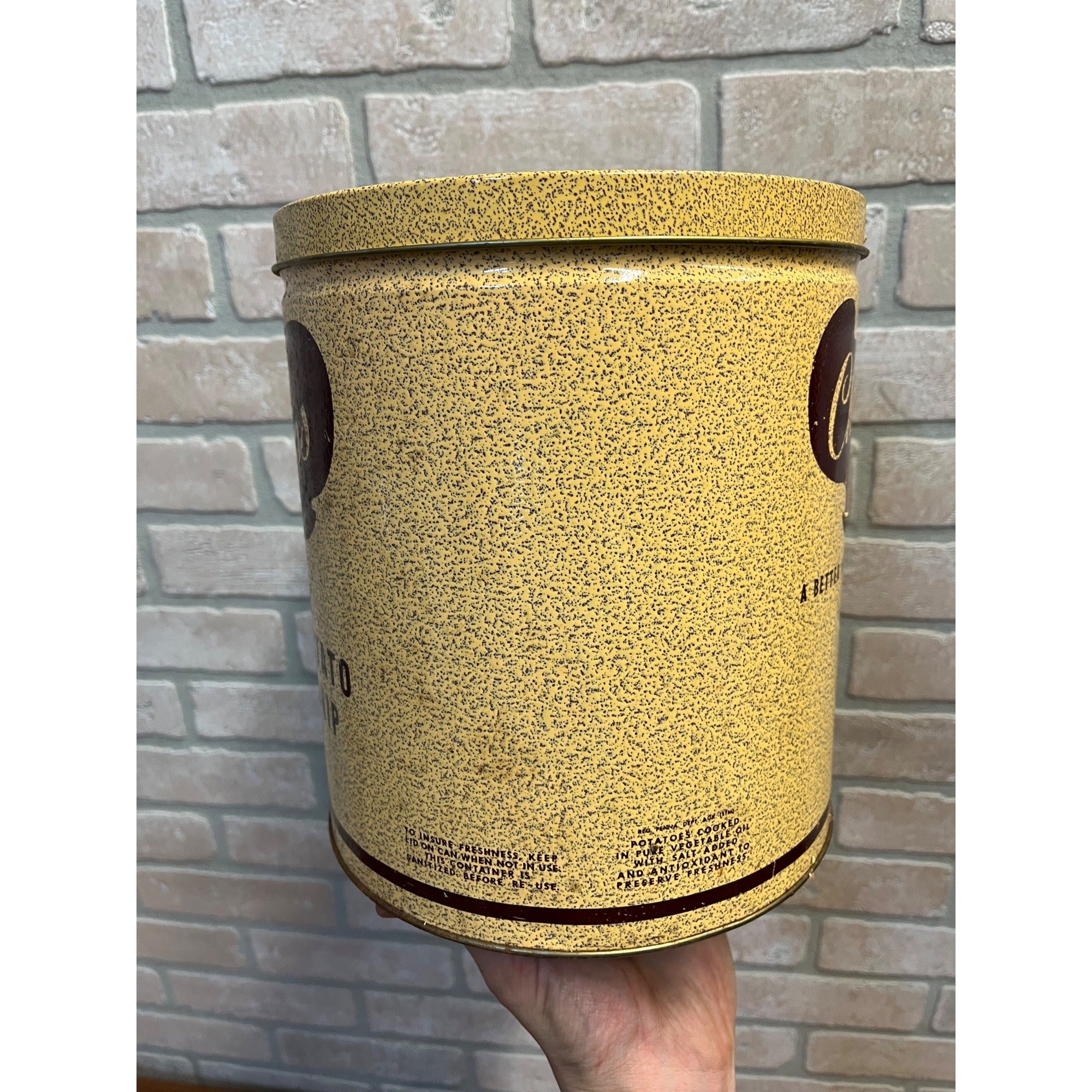 Vintage Charles Chips Potato Chip Tin Can 9-1/2" Tall Kitchen Decor
