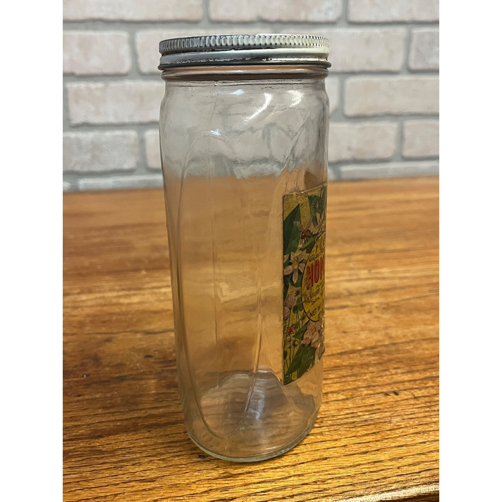 Vintage Glass Bottle Pure Wis. No. 1 White Clover Honey By Knight Apiaries of Dalton, WI 32 OZ Size
